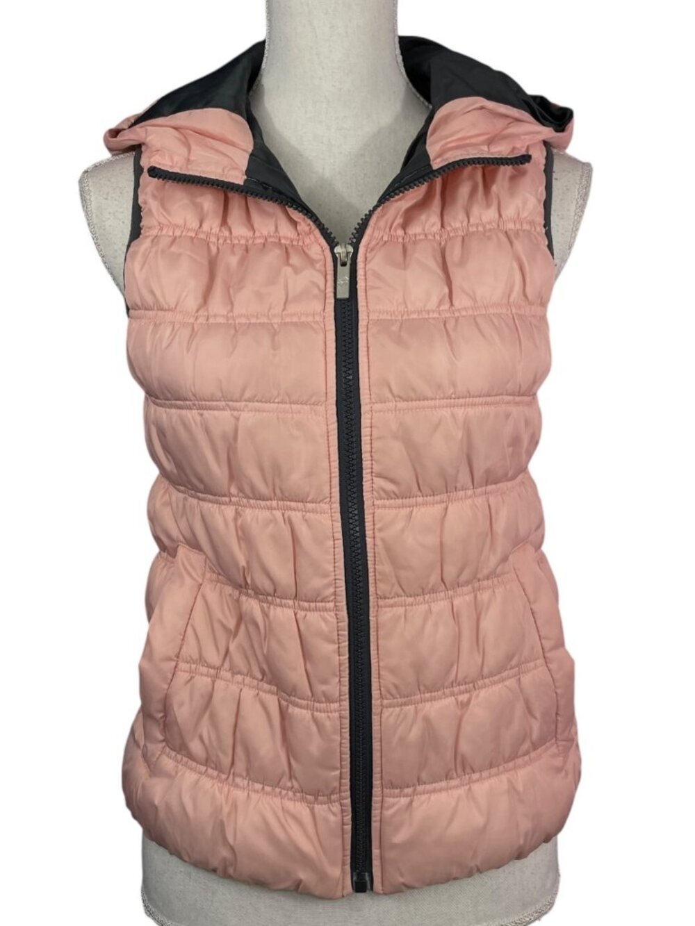 Lotto Pink Puffer Vest M Womens Italian Sport Design Full Zip Hooded Fitted